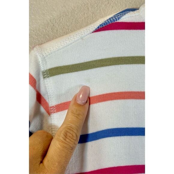 Woolovers Striped Organic Cotton Half Zip Sweatshirt Women's Crewneck Large - Picture 8 of 15